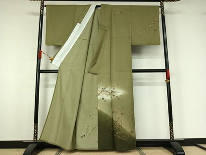 平和屋着物▽訪問着　単衣　立波花文　暈し染め　金銀彩　洗える着物　AABJ9788jh