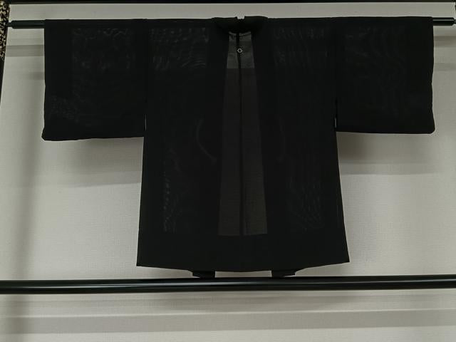 平和屋着物▽羽織　スリーシーズン　春夏秋　塵除け　黒地　正絹　逸品　AABJ9790jh