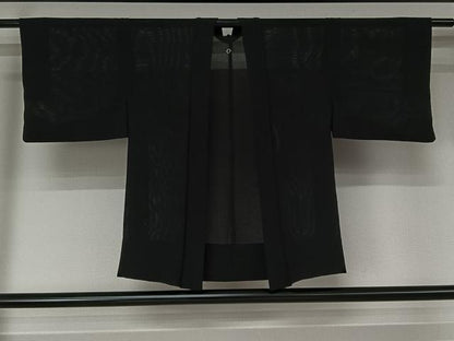 平和屋着物▽羽織　スリーシーズン　春夏秋　塵除け　黒地　正絹　逸品　AABJ9790jh
