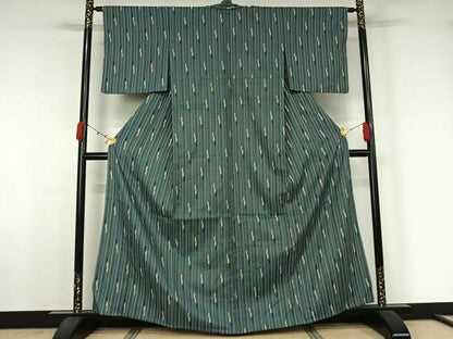 平和屋着物▽小紋　単衣　蚊絣文　洗える着物　AABJ9792jh