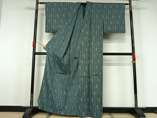 平和屋着物▽小紋　単衣　蚊絣文　洗える着物　AABJ9792jh
