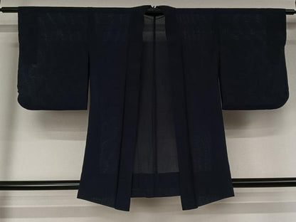 平和屋着物▽羽織　スリーシーズン　春夏秋　塵除け　鉄紺色　正絹　逸品　AABJ9793jh