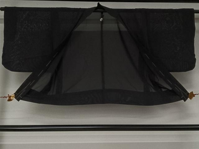 平和屋着物▽男性　黒紋付　羽織　正絹　逸品　AABJ9794jh