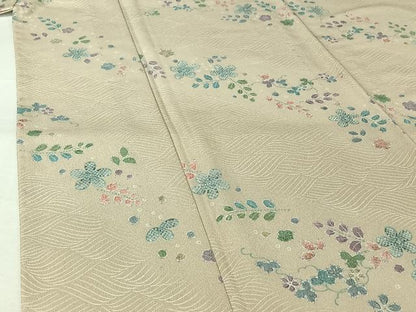 平和屋着物▽小紋　単衣　流水花文　洗える着物　AABJ9801jh