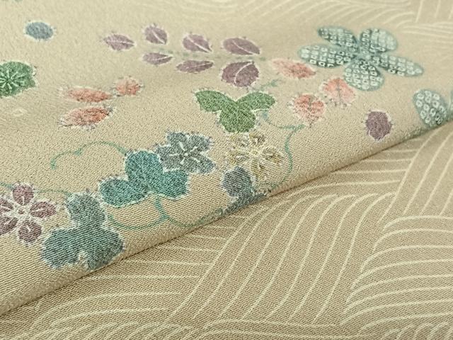 平和屋着物▽小紋　単衣　流水花文　洗える着物　AABJ9801jh