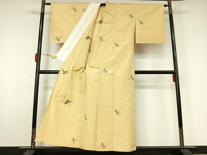 平和屋着物▽京の名門・菱屋六右ェ門　紬　単衣　巻物　正絹　逸品　未使用　AABJ9805jh