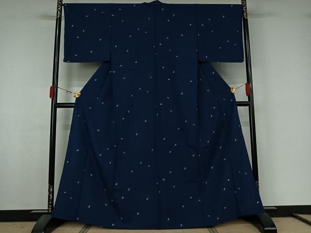 平和屋着物▽小紋　単衣　舞花文　洗える着物　未使用　AABJ9806jh