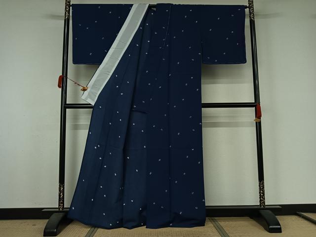 平和屋着物▽小紋　単衣　舞花文　洗える着物　未使用　AABJ9806jh