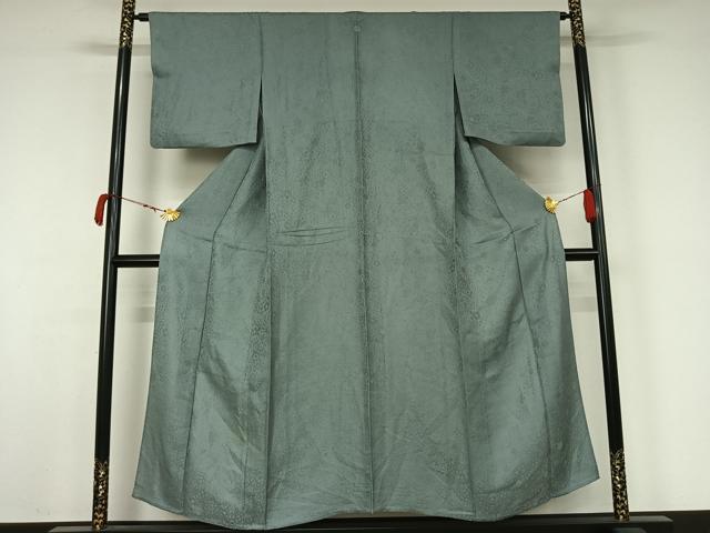 平和屋着物▽上質な色無地　単衣　辻が花地紋　水浅葱色　正絹　逸品　AABJ9807jh