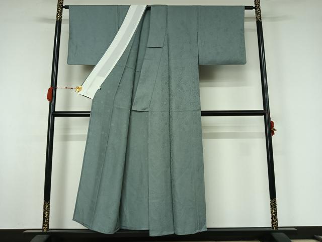 平和屋着物▽上質な色無地　単衣　辻が花地紋　水浅葱色　正絹　逸品　AABJ9807jh