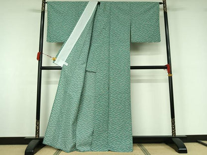 平和屋着物▽小紋　単衣　雪芝文　洗える着物　AABJ9808jh