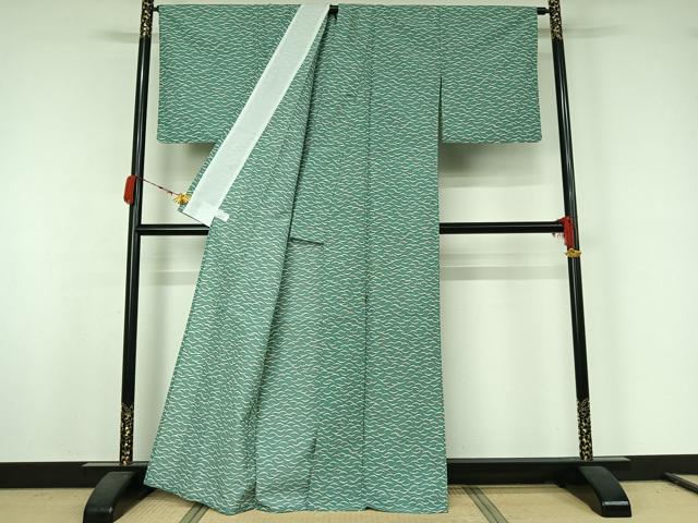平和屋着物▽小紋　単衣　雪芝文　洗える着物　AABJ9808jh