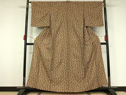 平和屋着物▽小紋　単衣　舞桜文　洗える着物　AABJ9809jh