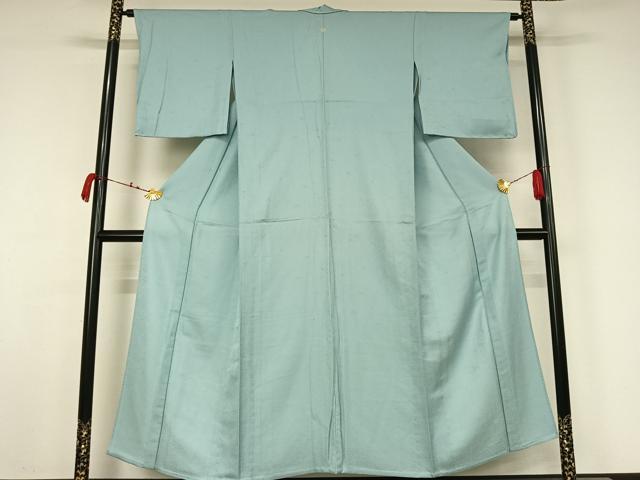 平和屋着物▽上質な色無地　単衣　草花地紋　水色　正絹　逸品　未使用　AABJ9813jh