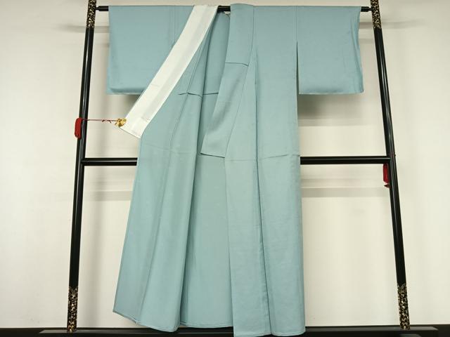 平和屋着物▽上質な色無地　単衣　草花地紋　水色　正絹　逸品　未使用　AABJ9813jh