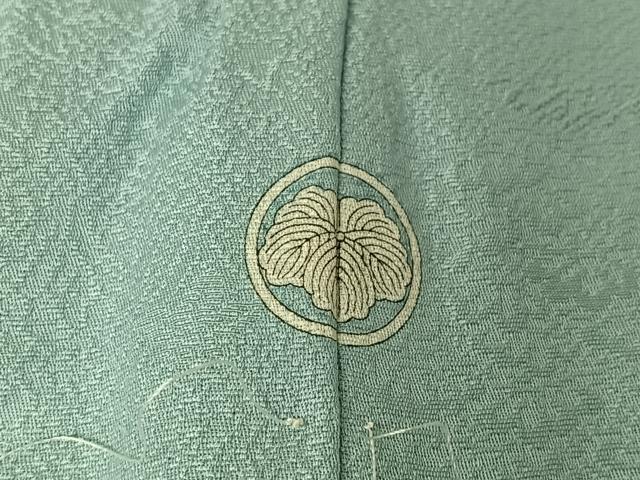 平和屋着物▽上質な色無地　単衣　草花地紋　水色　正絹　逸品　未使用　AABJ9813jh