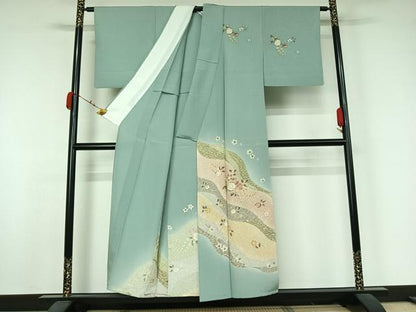 平和屋着物▽訪問着　単衣　絞り　辻が花　暈し染め　金彩　正絹　逸品　AABJ9814jh