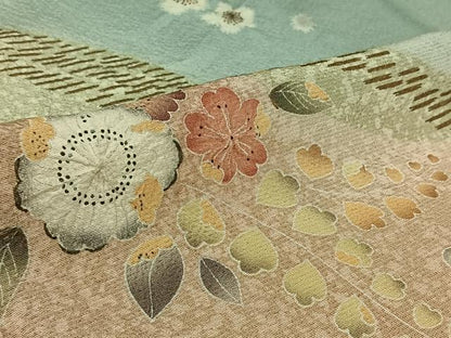 平和屋着物▽訪問着　単衣　絞り　辻が花　暈し染め　金彩　正絹　逸品　AABJ9814jh