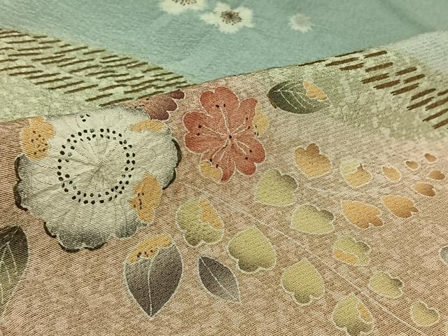 平和屋着物▽訪問着　単衣　絞り　辻が花　暈し染め　金彩　正絹　逸品　AABJ9814jh
