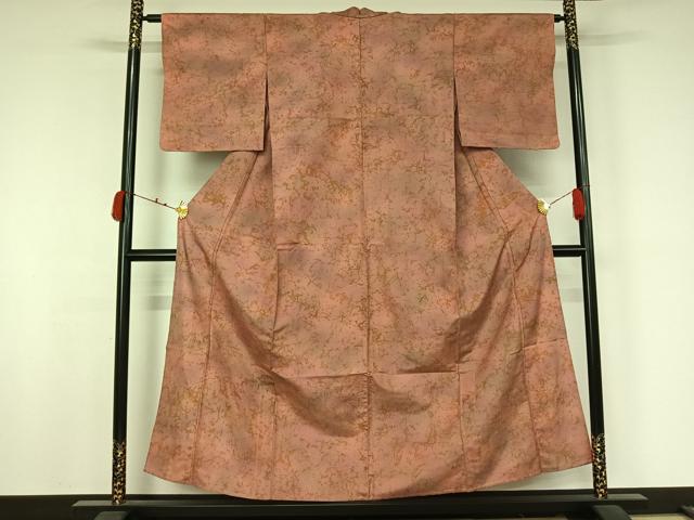 平和屋着物▽上質な小紋　単衣　紬地　霞文　正絹　逸品　AABJ9816jh