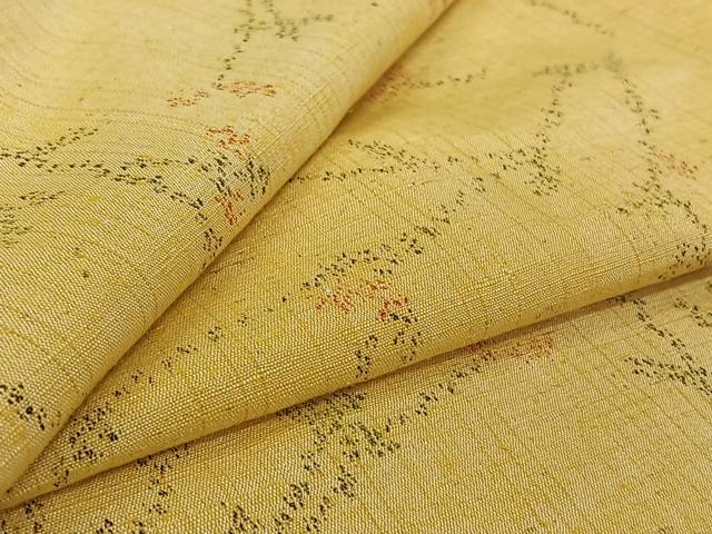 平和屋着物▽上質な紬　単衣　草花文　正絹　逸品　AABJ9818jh