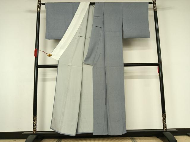 平和屋着物▽江戸小紋　単衣　万筋　薄花色×白色　正絹　逸品　AABJ9819jh