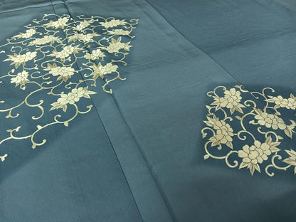 平和屋着物▽訪問着　単衣　総刺繍　花唐草文　正絹　逸品　AABJ9821jh