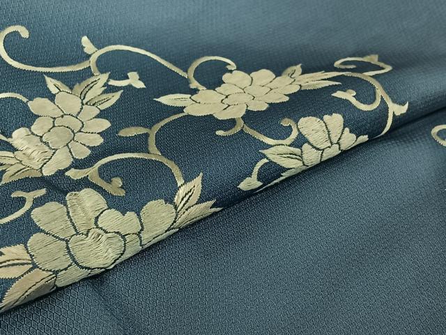 平和屋着物▽訪問着　単衣　総刺繍　花唐草文　正絹　逸品　AABJ9821jh