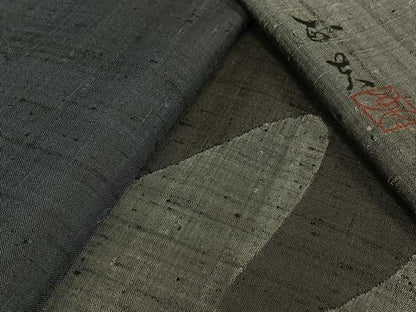 平和屋着物▽訪問着　紬　単衣　作家物　霞文　正絹　逸品　AABJ9822jh