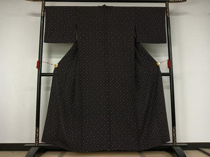 平和屋着物▽上質な小紋　単衣　水玉文　正絹　逸品　AABJ9825jh