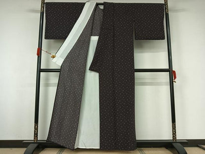 平和屋着物▽上質な小紋　単衣　水玉文　正絹　逸品　AABJ9825jh