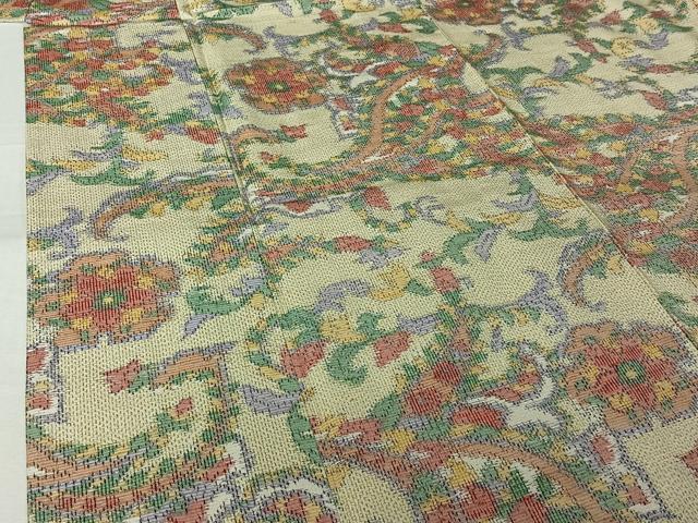 平和屋着物▽上質な紬　単衣　雪輪花文　正絹　逸品　AABJ9827jh