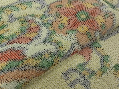 平和屋着物▽上質な紬　単衣　雪輪花文　正絹　逸品　AABJ9827jh
