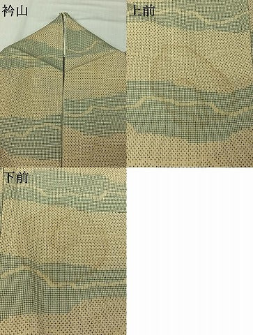平和屋着物▽お召 単衣 横段文 正絹 逸品 AABJ9829jh