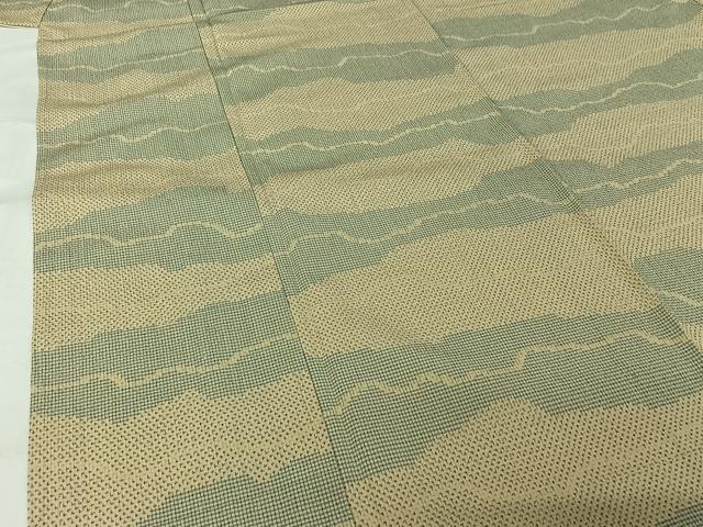 平和屋着物▽お召 単衣 横段文 正絹 逸品 AABJ9829jh