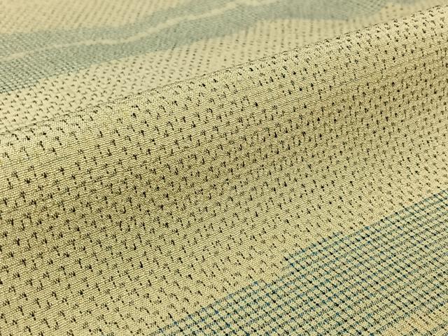 平和屋着物▽お召　単衣　横段文　正絹　逸品　AABJ9829jh