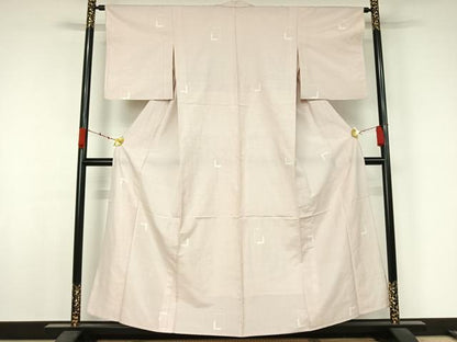平和屋着物▽上質な紬　単衣　幾何学文様　正絹　逸品　AABJ9832jh