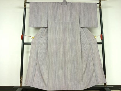平和屋着物▽小紋　単衣　縞　洗える着物　AABJ9836jh