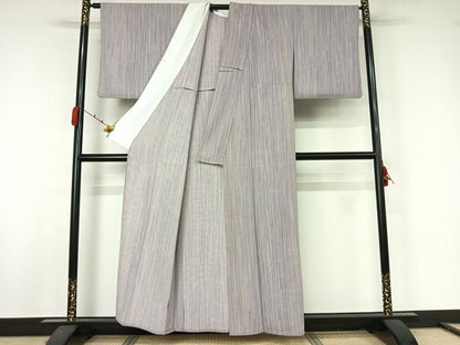 平和屋着物▽小紋　単衣　縞　洗える着物　AABJ9836jh