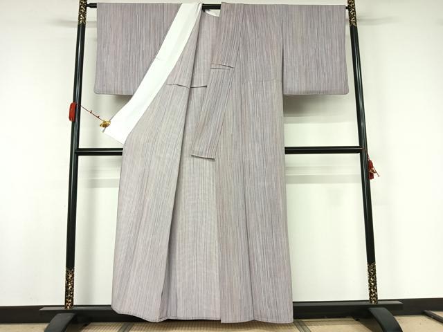 平和屋着物▽小紋　単衣　縞　洗える着物　AABJ9836jh