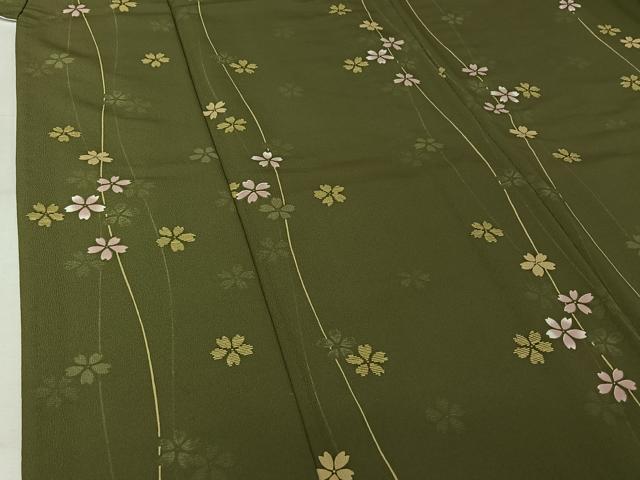 平和屋着物▽小紋　単衣　舞桜文　洗える着物　AABJ9837jh