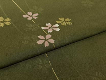平和屋着物▽小紋　単衣　舞桜文　洗える着物　AABJ9837jh