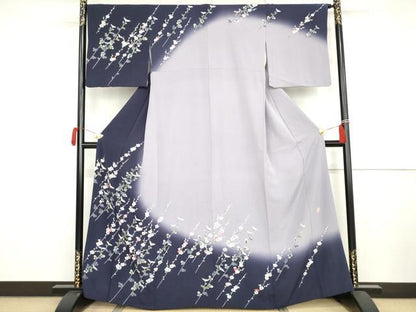 平和屋着物●名門・上野家　四代目 上野真(二代目 上野為二)　訪問着　枝花文　暈し染め　正絹　逸品　AABJ9842cs
