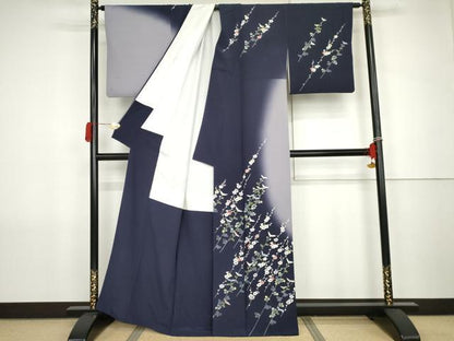 平和屋着物●名門・上野家　四代目 上野真(二代目 上野為二)　訪問着　枝花文　暈し染め　正絹　逸品　AABJ9842cs