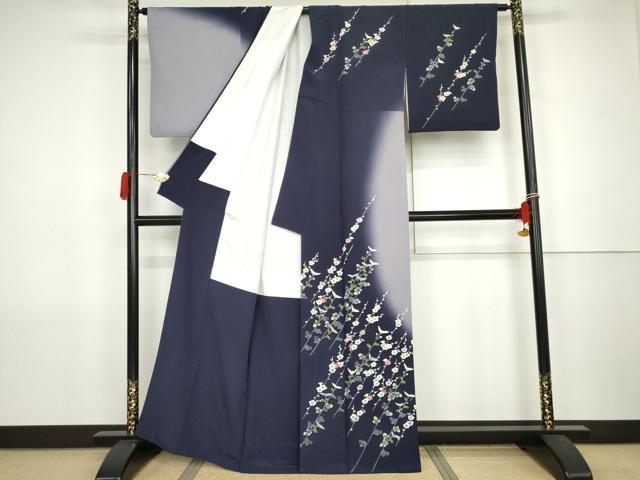 平和屋着物●名門・上野家　四代目 上野真(二代目 上野為二)　訪問着　枝花文　暈し染め　正絹　逸品　AABJ9842cs