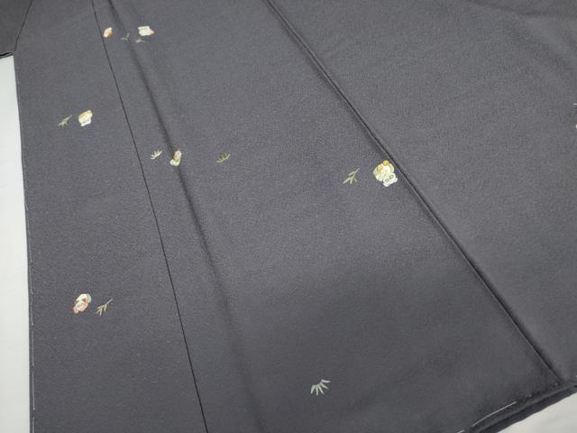 平和屋着物●上質な小紋　総刺繍　パンダ　笹　正絹　逸品　未使用　AABJ9843cs