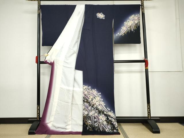 平和屋着物●越後十日町の一流染匠 桐屋・翠山工房 訪問着 辻が花 絞り 暈し染め 金銀彩 やまと誂製 ロング丈 正絹 逸品 AABJ9844cs