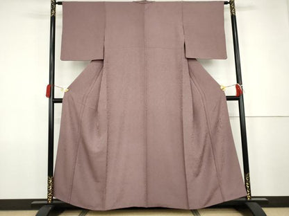 平和屋着物●上質な色無地　花唐草地紋　浅紫色　正絹　逸品　AABJ9849cs
