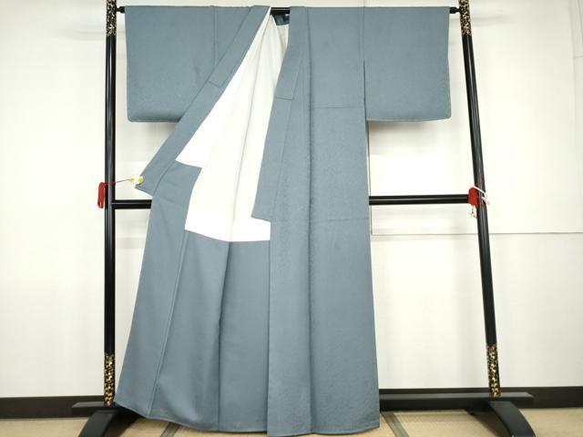 平和屋着物●上質な色無地　舞花地紋　浅縹色　正絹　逸品　AABJ9852cs