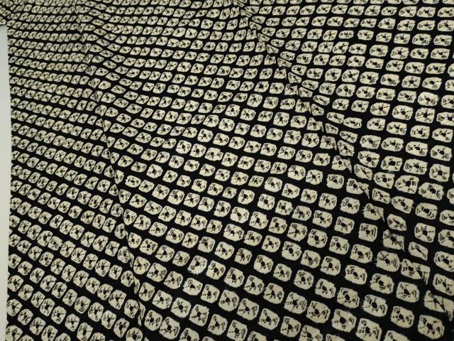 平和屋着物●上質な小紋　総絞り　雲絞り　黒地　正絹　逸品　AABJ9856cs